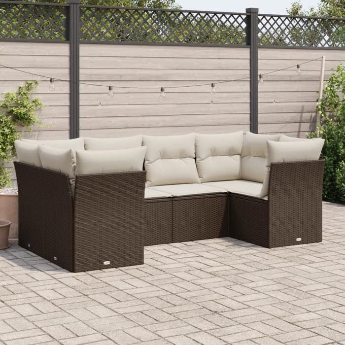 VidaXL Salon de Jardin avec Coussins 6 pcs, Canapés avec Pieds Réglables, Ensemble de Meubles d'Extérieur Patio Terrasse, 3218113