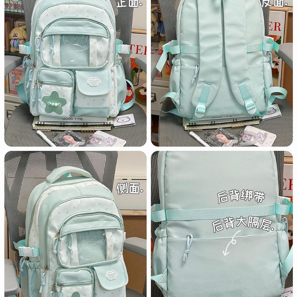 Schoolbag New Fresh and Sweet High-value Backpack Female Dopamine Transparent Pain Bag Japanese Junior High School Students Backpack Female