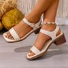 Retro Sandalen mit dickem Absatz Damen Sommer neue offene Zehen rutschfeste weiche Sohle Ein-Wort-Schnalle Damen Sandalen