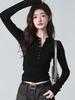Autumn/Winter Pure Desire Style Spicy Girl Cropped Cotton Long Sleeve T-shirt for Women – Slimming, Flattering, Versatile Top