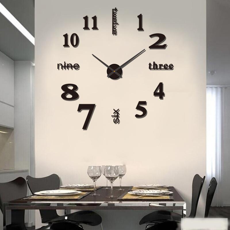 Creative Night Light DIY Clock Living Room Bedroom Background Wall Clock Personalized Nordic Non Punching Silent Clock Wall Stickers Clock