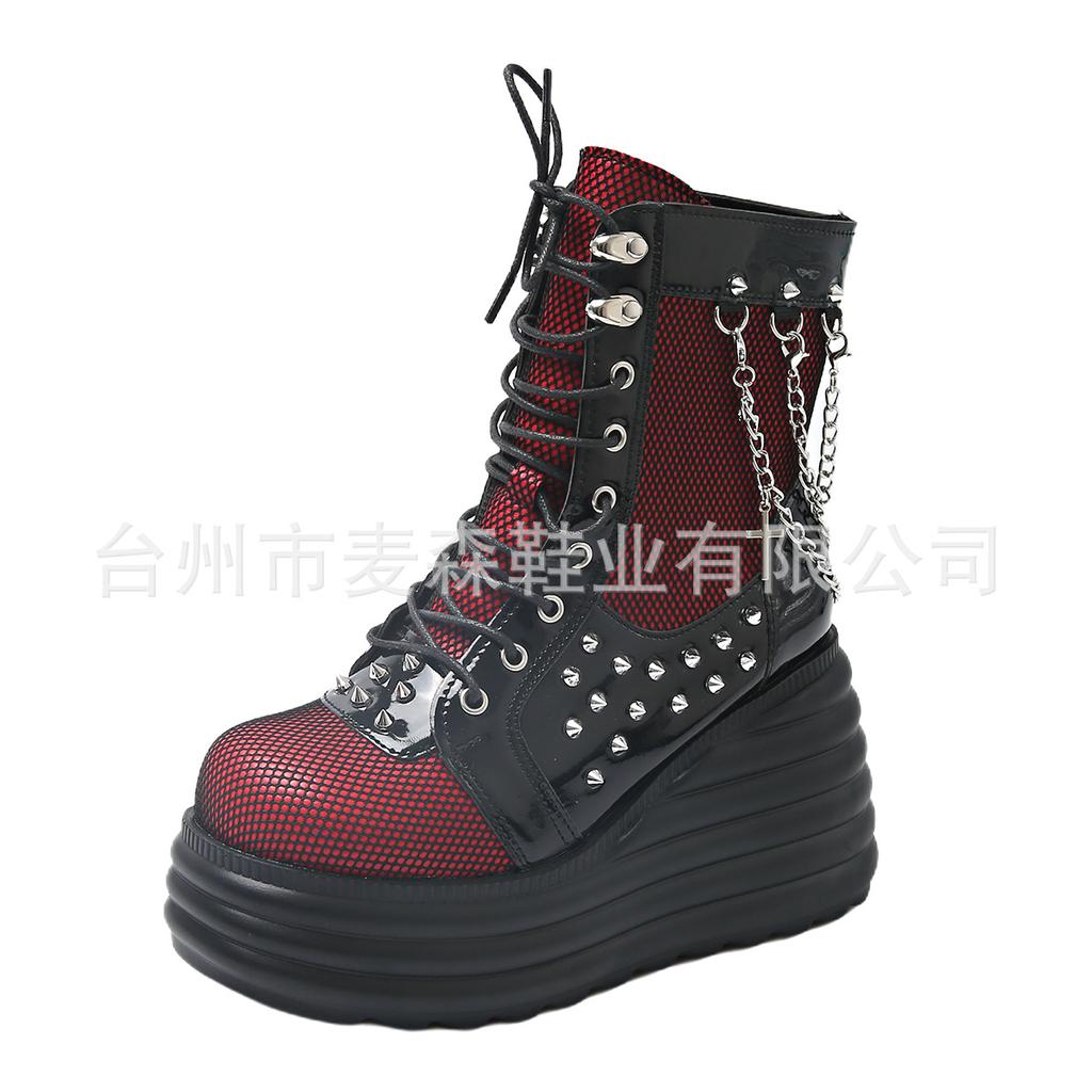 Large size women's shoes autumn and winter Martin boots lace-up muffin platform short boots round head fashion women's boots