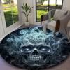 [1pc Dark Lion Skull Office Chair Carpet] Digital Printed Round Rug for Home & Game Room Use, Soft Indoor Sofa Chair Mat