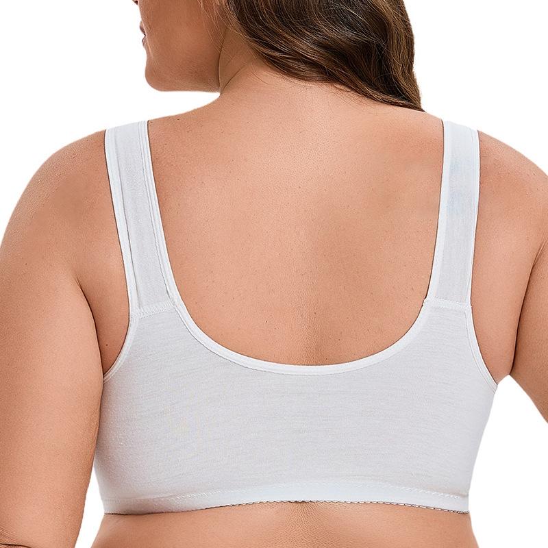New Soft Cotton Thin Cup Front Buckle Underwear Women's Lace Rimless Vest Type Extra Large Size Bra