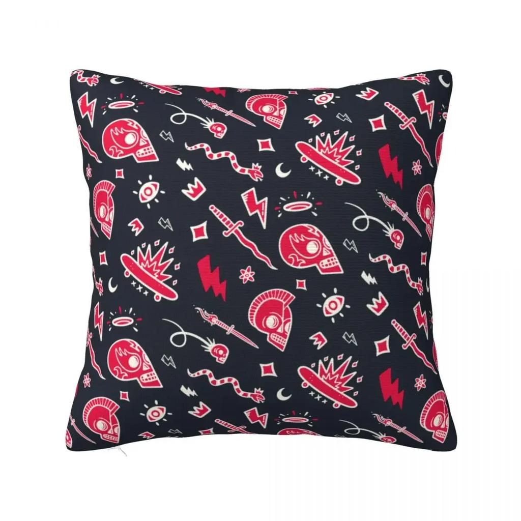 Vintage Skull Tattoos Doodle Throw Pillow Cover Polyester Decorative Pillow Awesome Cushion Covers
