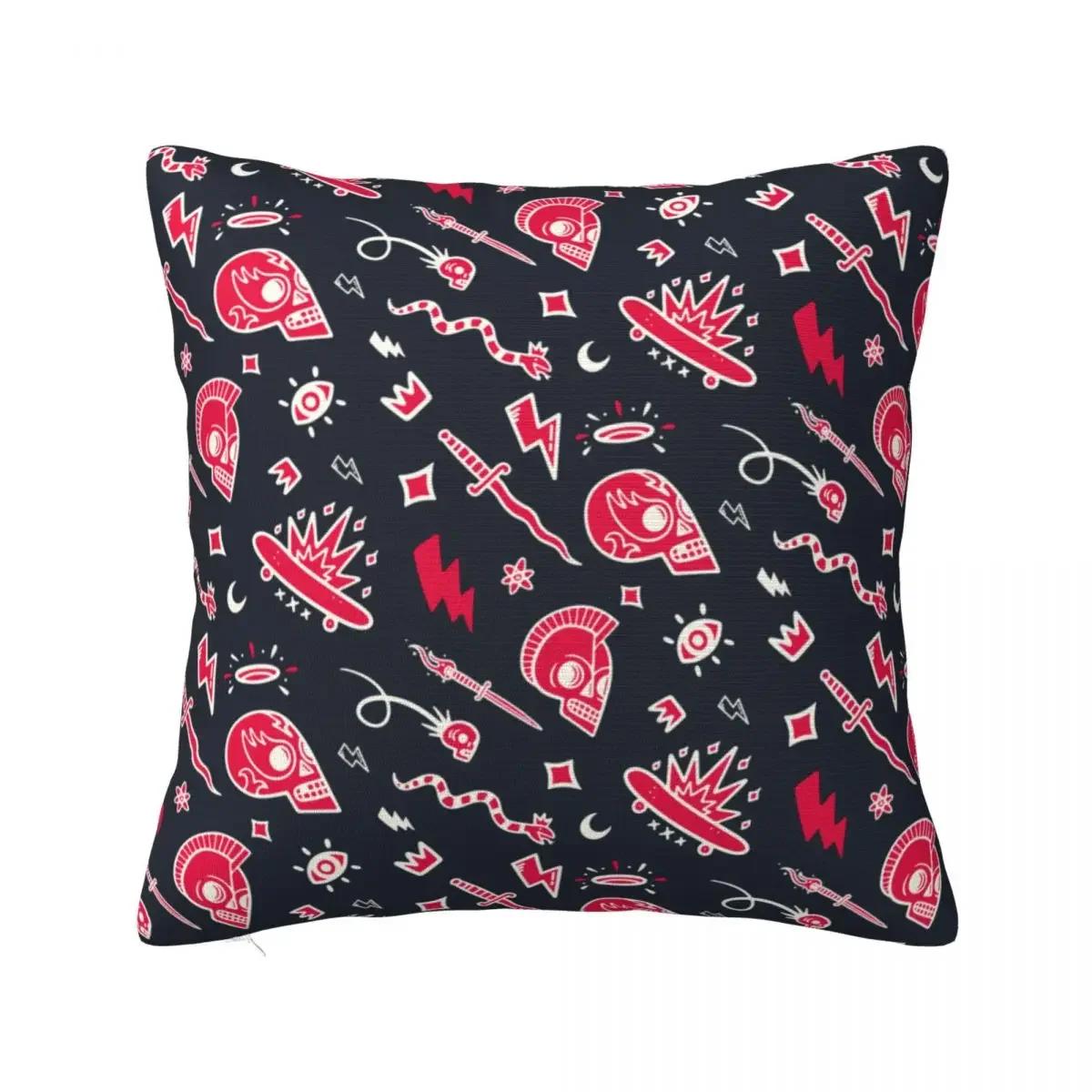 

Винтажные татуировки черепов Дудл Наволочка для декоративной подушки из полиэстера Потрясающие наволочки для подушек 66x66cm бежевый