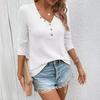 Women's Fashion Solid Color Top Twist Button Spring Summer European American Style