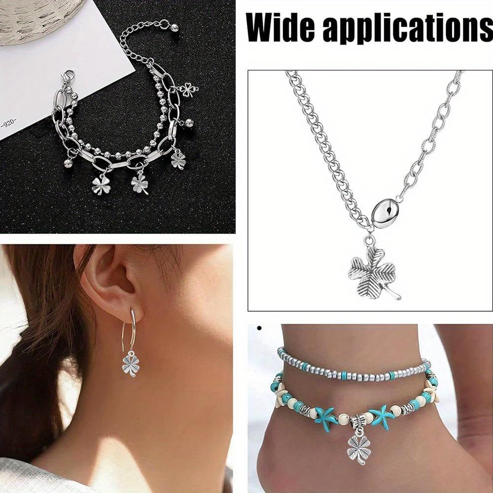 9/18/27pcs Alloy Clover Pendant, Plant Pendant, Four Leaf Clover Jewelry, DIY Summer Beach Ankle Bracelet Earrings