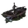 Wreck Sunk Ship Aquarium Ornament Sailing Boat Destroyer Fish Tank Cave Decor