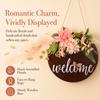 Wooden Welcome Sign with Flowers Front Door Welcome Sign  Entryway Wall Display