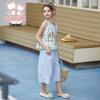 Fuluomi Girls' Floral Sleeveless Top & Wide-Leg Pants Set