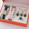 The Same Women'S Gift Watch Simple Scale Bright Leather Belt Green Watch Square Women'S Watch Quartz Watch