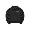 Colorful Casual Series Letter Print Polo Neck Pullover Knit Half-Zip Sweatshirt Women Sweatshirt Carbon-Black L423W007-0018
