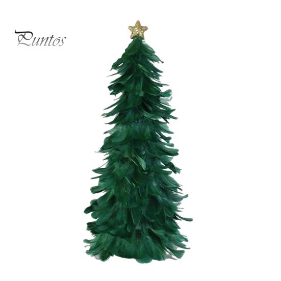 

Украшение для стола в виде перьев на рождественскую елку, ручная работа, елочная фигурка со звездой наверху, центральное украшение для дома на Рождество и Новый год зелёный