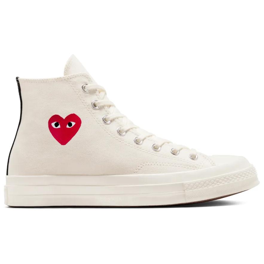 Comme Des Garçons PLAY X Converse Chuck 70 High Single Heart - Milk Unisex Sneakers Cream Red Black A08800C