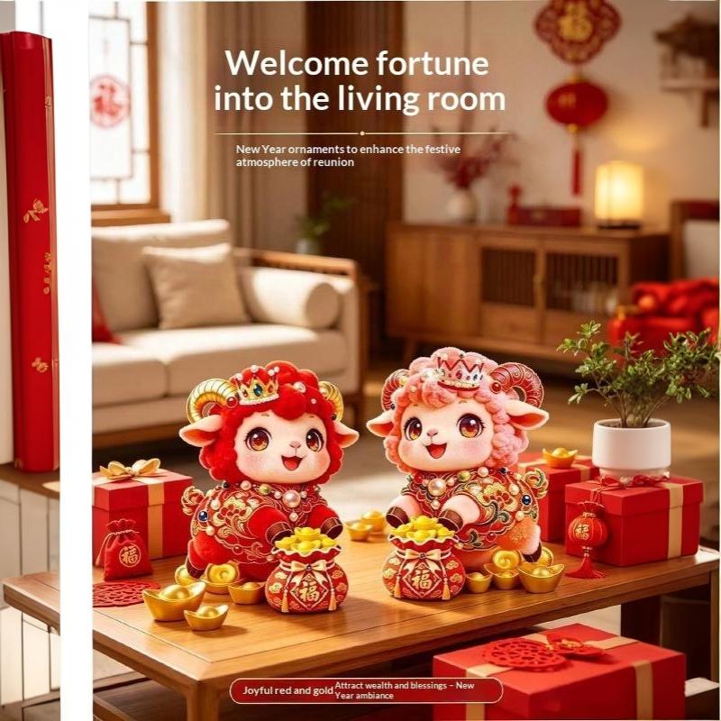 2027 Year Of The Goat Spring Festival Door Stickers Cartoon Pattern Bright Festive Colors For Home Lunar New Year Decoration