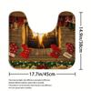 4Pcs Bathroom Shower Curtain Set Christmas Fireplace Pattern Bathroom Curtain With 12 Hooks Non Slip Rugs Toilet Cover Mat Bathroom Partition