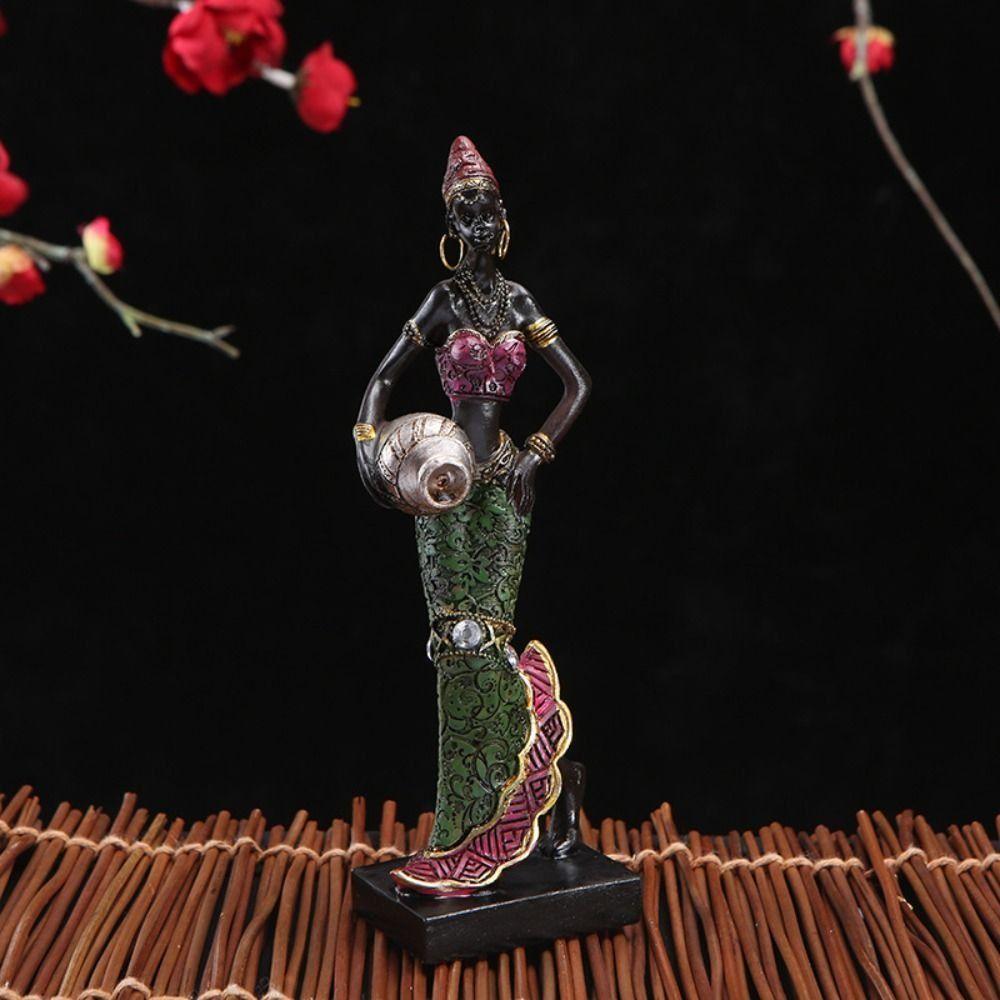 Vintage Art Design Easy to Use Tribal Lady Figurines Desktop Ornament African Statue Resin Crafts