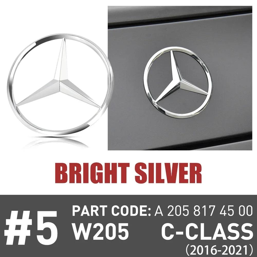Benz 81mm ABS Tail Star Emblems Black Silver Rear Trunk Star Logo Stickers Badges Mercedes Benz C450 C43 AMG (W205) A2058174500