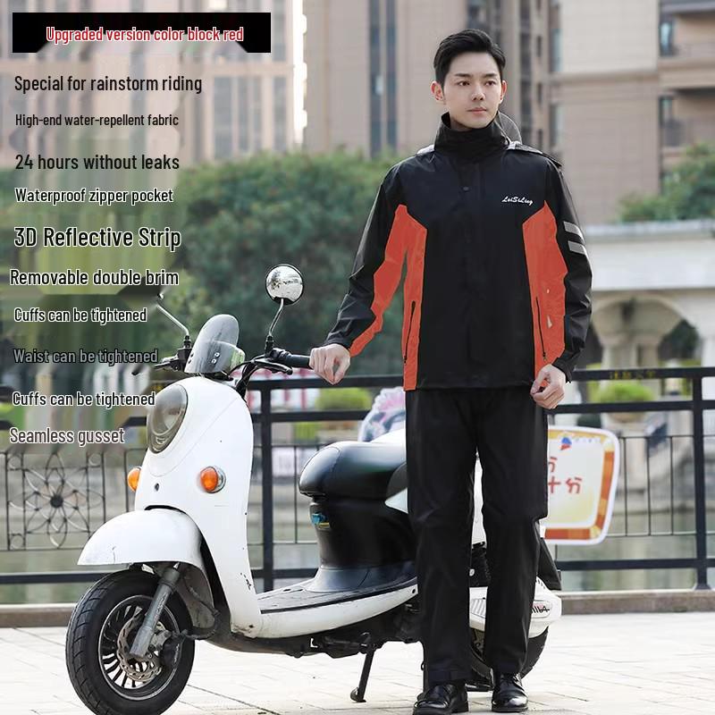Men's and Women's Reflective Waterproof Raincoat and Pants Set for Riding and Takeaway
