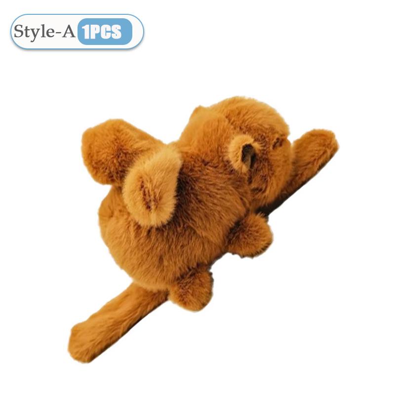 Lovely Capybara Animal Slap Snap Wrap Wristband Bracelet Plush Stuffed Animal Kawaii Kapibara Hand Ring Wristband Kid Funny Toys