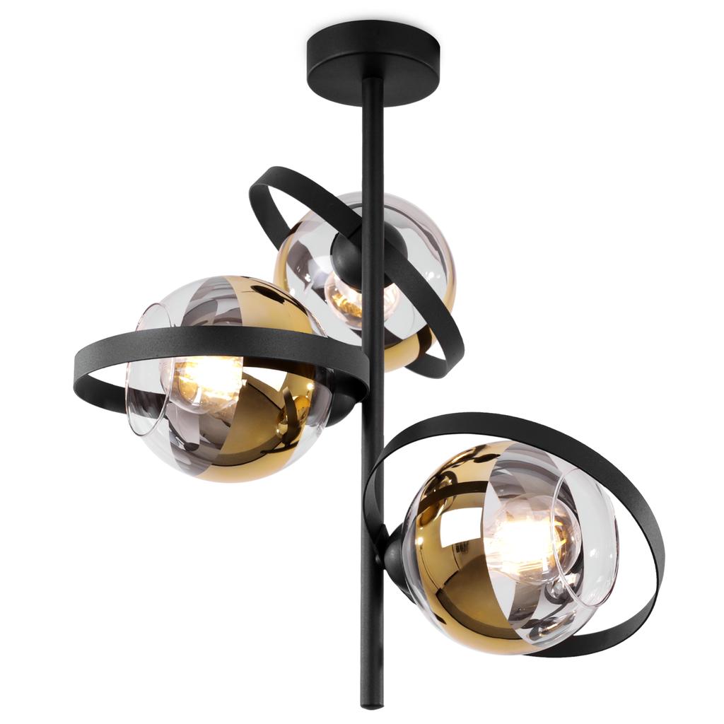 Ronda Schwarze Deckenleuchte 3-flammig Goldene Lampe E27