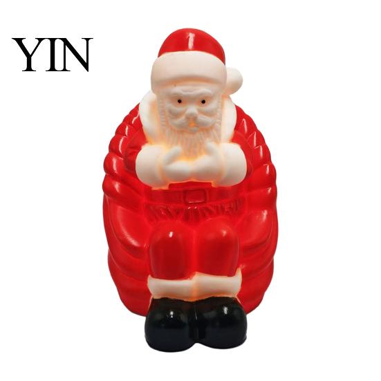 Cozy Nursery Night Lighting Christmas Light, Santa Snowman Elk Bell Figurine Lamp, Glowing Indoor Holiday Table Decorations LED Tabletop Decor,
