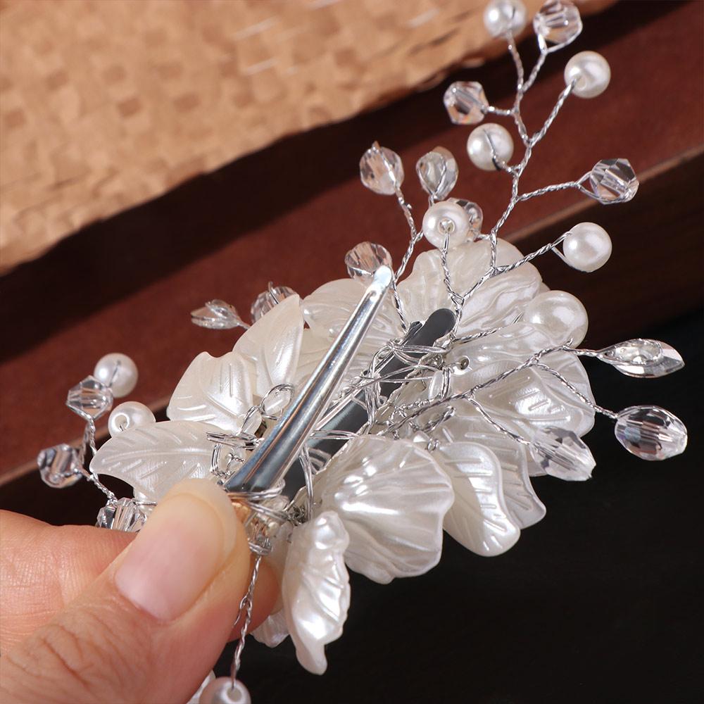 White Bridal Headwear Handmade Wedding Hairpin Exquisite Bride Headdress  Hair Jewelry