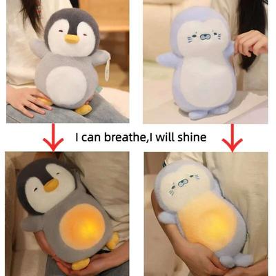 Cute Soothing Penguin,Seal Plush Doll Four-gear Adjustment Breathing,music, Rhythm, Light Sleeping Companion Doll Appease Doll