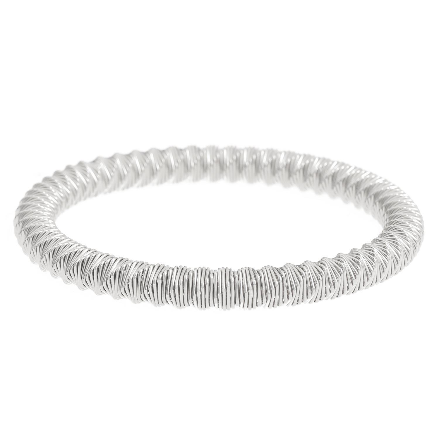 

Европейский и американский браслет-пружинка с широким ободом, геометрическим узором, спиральными полосками и цепочкой-змейкой 11 white k small twist WG-0141 белый