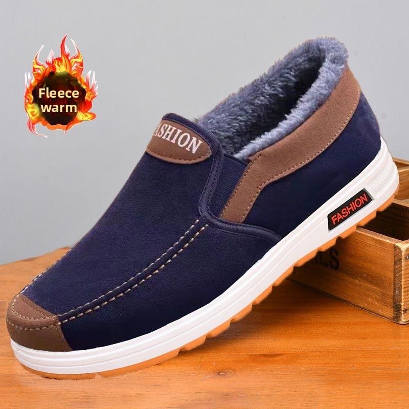 

2025 Старые пекинские тканевые туфли Повседневные хлопковые туфли Для среднего возраста Хлопковые туфли Теплые и удобные Мужские туфли 47 синий