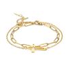 Double Layer Cross Pendant Bracelet For Stacking With Hollow Two-Hole Cross Chain Welded Necklace Jewelry