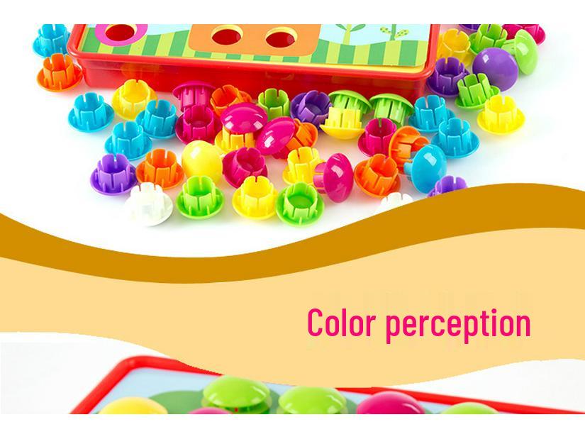 Children's Large Particle Button Art Board: Educational Hands-on Mushroom Nail Puzzle Toy for Kindergarten