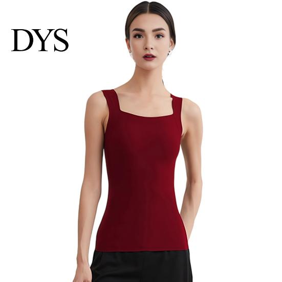 Women Thermal Undergarment Tank Top with Built-in Bra, Slim Fit Square Neck Sleeveless Top, Seamless Padded for Fall Winter Casual