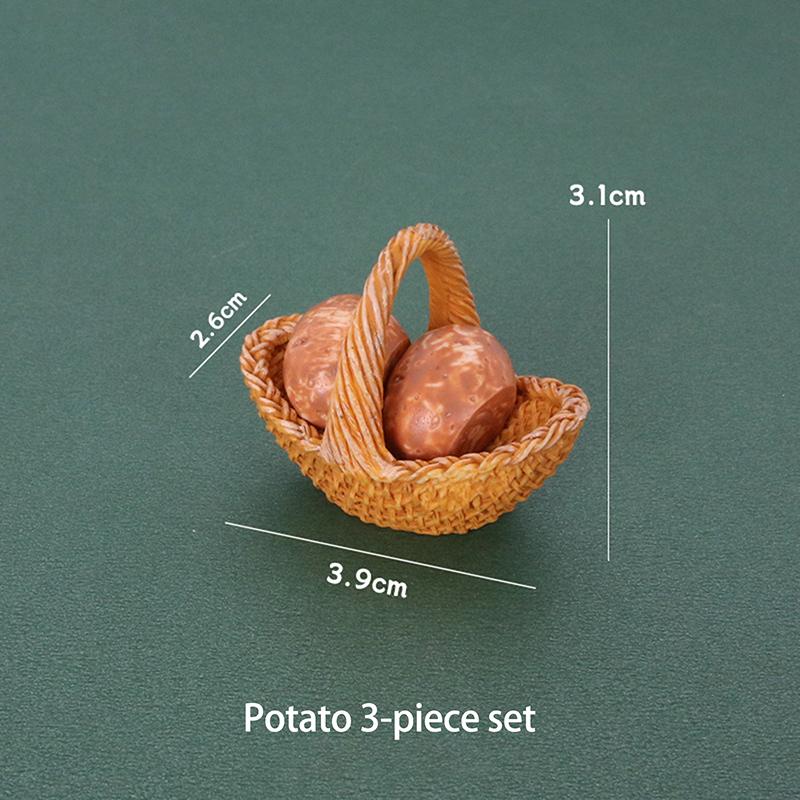 3Pcs/Set Dollhouse Simulation Vegetable Handheld Basket Model Mini Vegetables Decoration For 1/12 Dolls House Kitchen Play Toys