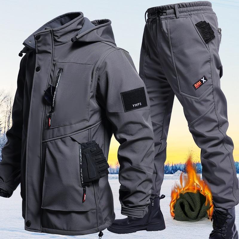 

Мужской осенне-зимний костюм из бархата, износостойкая, водонепроницаемая и морозостойкая куртка 170