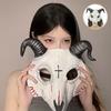 Antelope Halloween Bloody Skull Mask PU Leather Goat Horn Mask Creative Halloween Mask  Women Men
