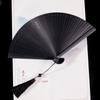Bamboo Fan for Women, Traditional Style, Classical Black Folding Fan, Compact Hanfu Dance Fan, Portable Silk Cloth Fan