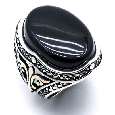 Natural Black Onyx Ring, Mens Signet Ring Silver, Statement Band Ring, for Men, Wedding Men's Ring, Gift Band Ring, Gift For Her,