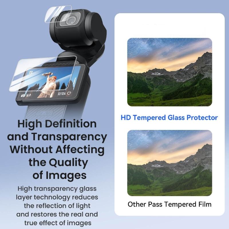 Shockproof High Definition Screen Guard 2.5D Rounded Edges Bubble Less Installation for Pocket 3 Enhancing Durability
