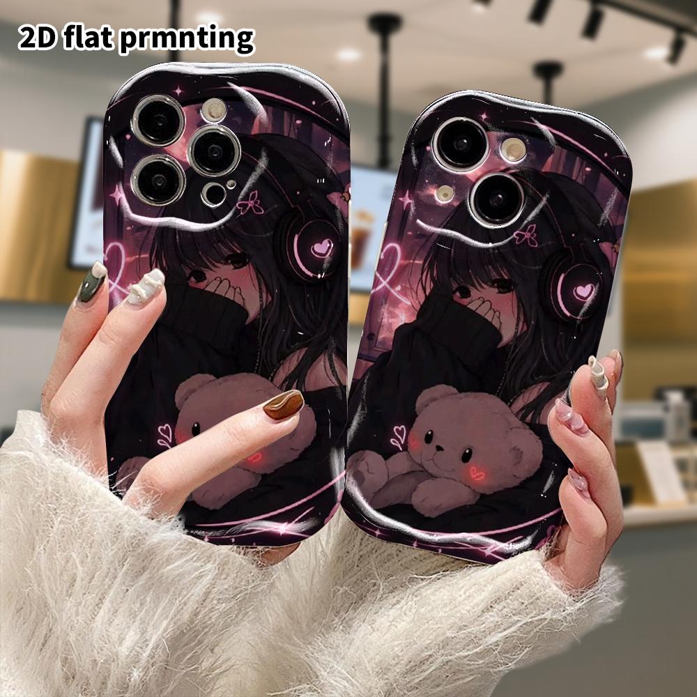 Phone case: 2D flat, suitable for iPhone 18 17 16 15 14 13 12 Pro, anime girl, perfect Christmas and Halloween holiday gift