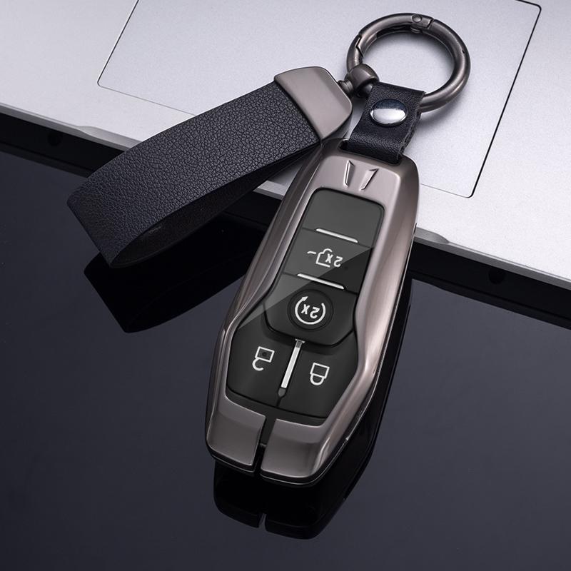 New Design Alloy Car Key Case Fob Cover for Ford Fusion Mondeo Mustang F-150 Explorer Edge 2015 - 2018 Protector Shell Fob Keychain