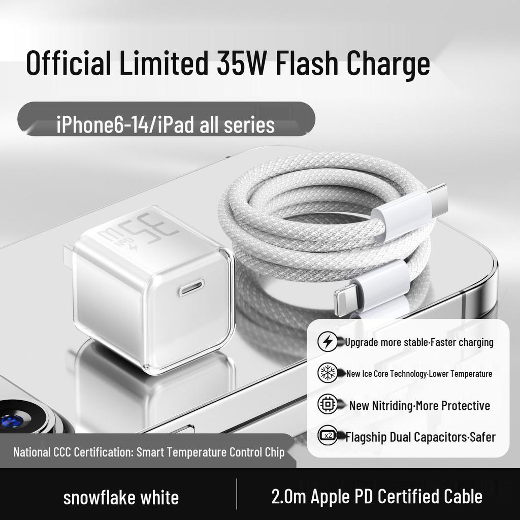 Compatible with Apple iPhone 16 Pro Max, 15 Plus, 13 - Genuine PD Fast Charging Ice Cube Charger Head