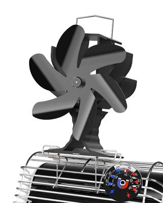 Stove Fan, Wood Stove Fan, Heat-Driven, 6-Blade Fireplace Fan with Bracket, Heater Fan with Magnetic Thermometer, Wood Stove Accessory, Fireplace Fan