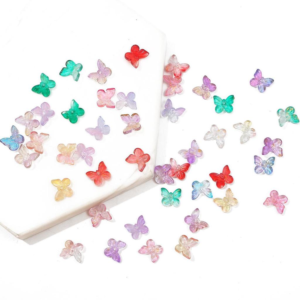 11x9,5mm 10pcs/saco contas de borboleta coloridas de vidro faça você mesmo pulseira colar brincos acessórios de joias