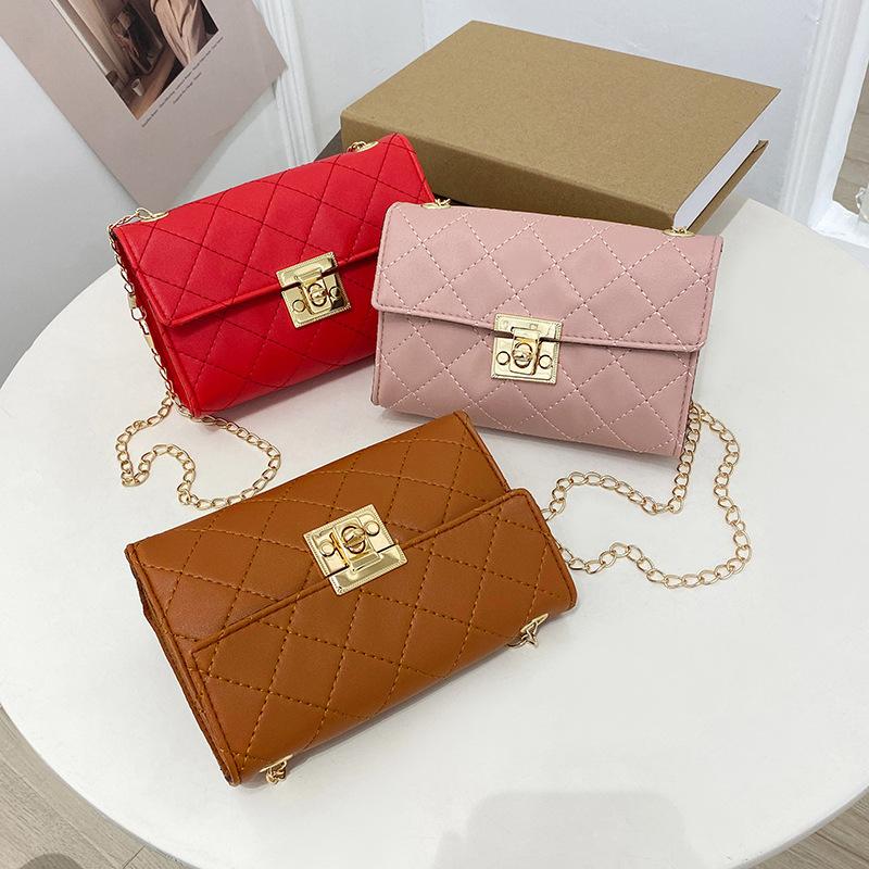 Kleine quadratische Tasche Damen Schultertasche Damen Rauten-Kettentasche