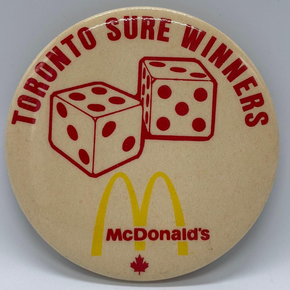 Used 70s~ Vintage Large Can Badge McDonald s TORONTO SURE WINNERS Dice Toronto