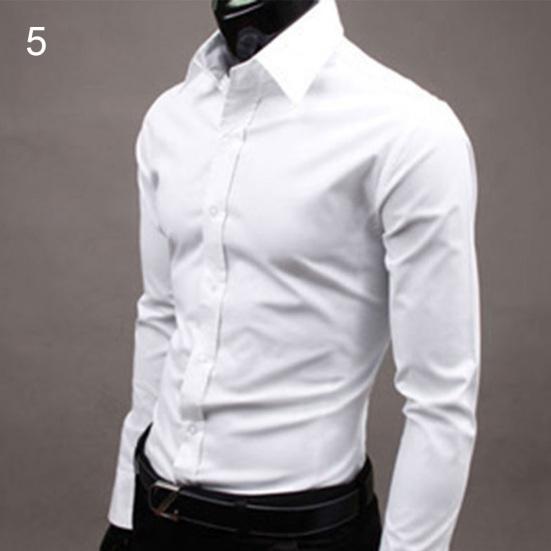 Herren Luxus Freizeit Formelles Hemd Langarm Slim Fit Business Hemden Oberteil