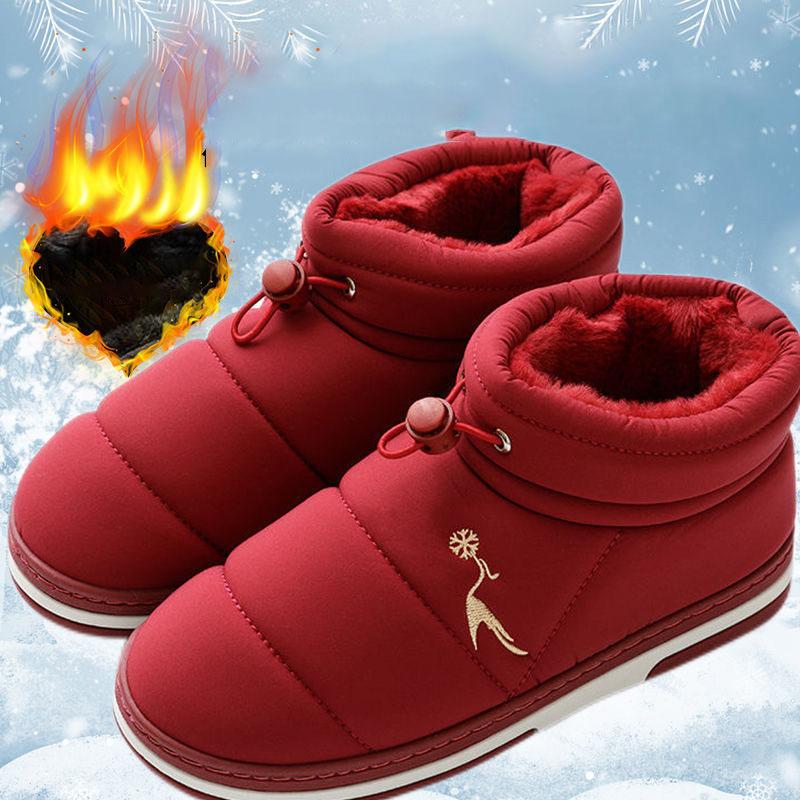 Cotton Boots Winter Warm Plush Home Slippers Non-Slip Soft Sole Short Snow Boots for Women Light Cotton Shoes