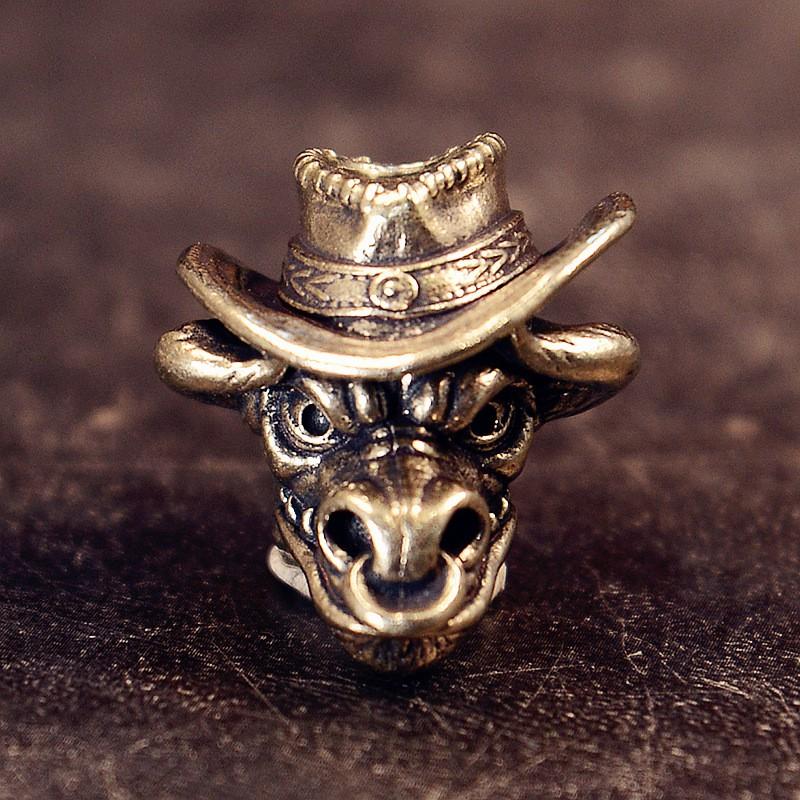Brass Vintage Ox Head Knife Pendant Paracord Crafting Outdoor Gear Decor DIY Accessory